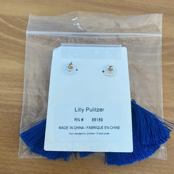 Lilly Pulitzer Blue Tassel Earrings NEW! - Picture 4 of 5